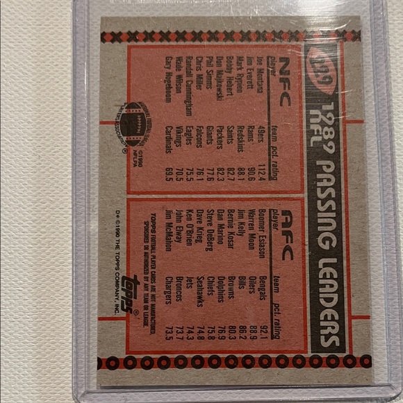1990 Topps (RC) Junior Seau & Passing Leaders Montana/Esiason DISCLAIMER cards - Picture 6 of 7